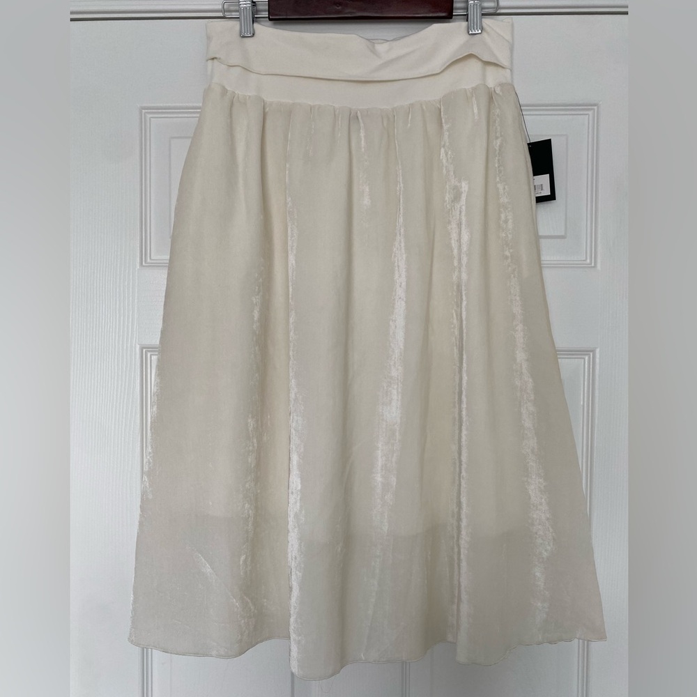 ATM Anthony Thomas Melillo Cream Velvet Full Skirt Size Large NWT